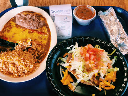 The Mexican Plate on a blue tray